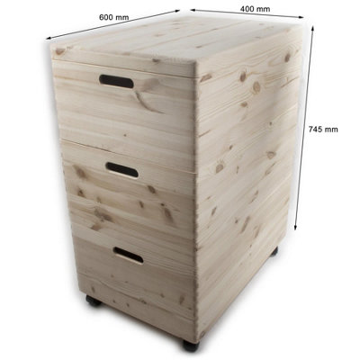 Woodeedoo 3-Tier Extra Large Deep Wooden Storage Boxes with Lid and ...