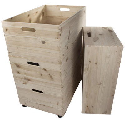 Woodeedoo 4-Tier Extra Large Deep Open Top Wooden Storage Boxes with ...
