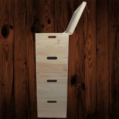 Woodeedoo 4 Tier Wooden Storage Box Set Lid Handles Large Deep ...