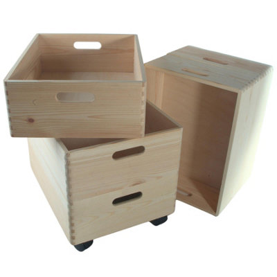 Woodeedoo 6 Tier Shallow Wooden Storage Box Tower on Wheels Stackable ...
