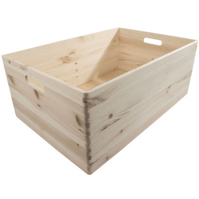 Woodeedoo Extra Large Deep Open Top Wooden Storage Box with Handles ...