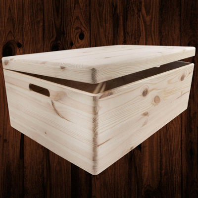 Woodeedoo Extra Large Pinewood Storage Box with Lid and Handles for ...