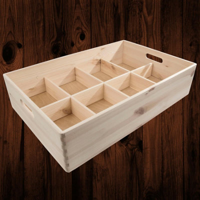 Woodeedoo Extra Large Shallow Open Top Wooden Storage Box with