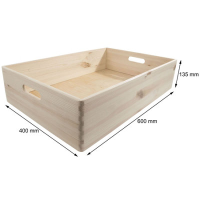 Woodeedoo Extra Large Shallow Open Top Wooden Storage Box with Wheels ...