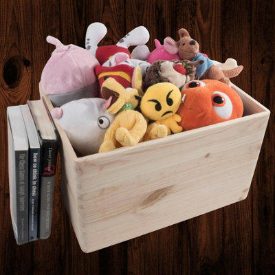 Woodeedoo Large Deep Open Top Wooden Storage Box with Removable ...