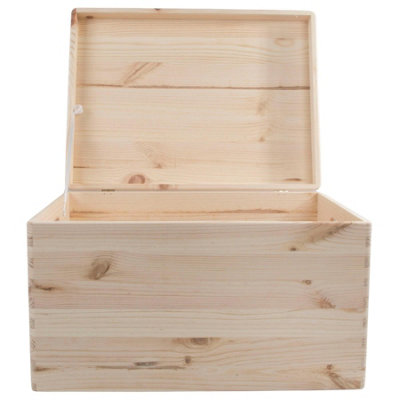 Woodeedoo Large Deep Wooden Storage Box Chest with Lid Handles ...