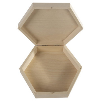 Woodeedoo Large Hexagonal Wooden Keepsake Box with Bolt Closure for ...