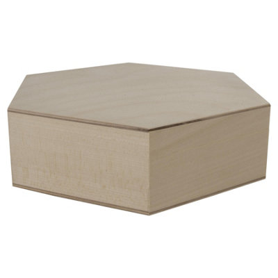 Woodeedoo Large Hexagonal Wooden Keepsake Box with Bolt Closure for ...