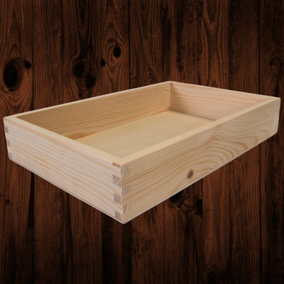 Woodeedoo Large Pine Kitchen Box Organiser Tray Open Wooden Storage ...