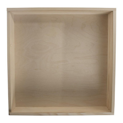 Woodeedoo Large Square Unfinished Wooden Storage Box with Sliding Lid ...