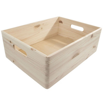 Woodeedoo Large Unpainted Pine Wood Storage Box Stackable Wooden Hamper ...