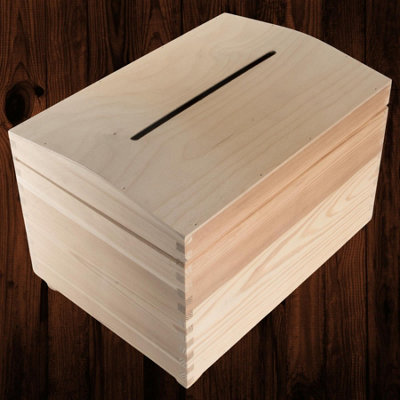 Woodeedoo Large Wooden Wish Post Box With Slot Domed Lid Card Storage ...