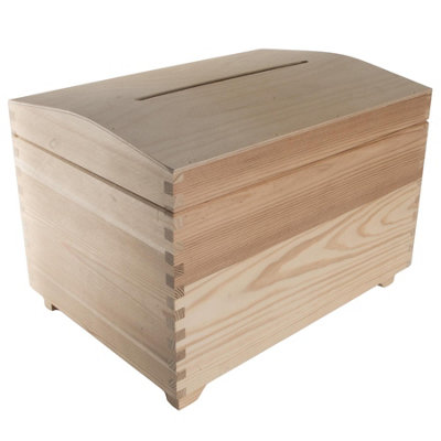 Woodeedoo Large Wooden Wish Post Box With Slot Domed Lid Card Storage ...