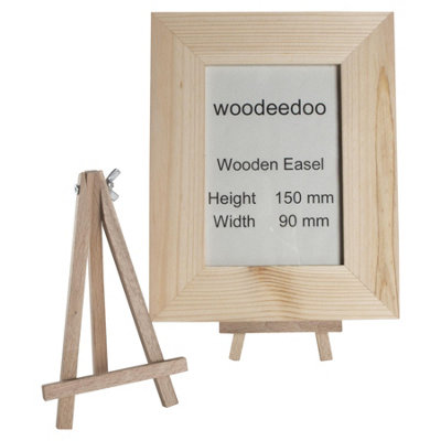 Woodeedoo Mini Wooden Table Top Easel 15cm for A5 Canvas Plain Wood ...