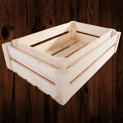 Woodeedoo Set of 2 Low Wooden Display Crates Rustic Unfinished Pine ...