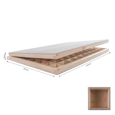 Woodeedoo Shallow Slim Wooden Box with 70 Compartments Jewellery ...