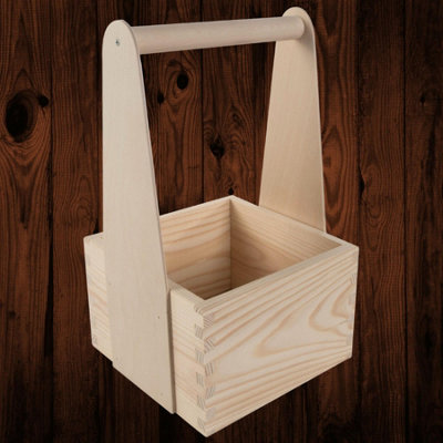 Woodeedoo Small Wooden Trug Multi-Purpose Caddy for Storage Crafts Gardening DIY or Decorative Use 17.5 x 17 x 30 cm