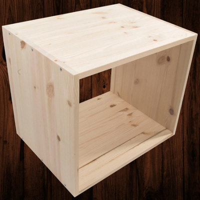 Woodeedoo Solid Pine Modular Bookcase Storage Cube Natural Unfinished Wooden Shelving Unit DIY Furniture Craft 45 x 39 x 35 cm