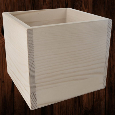 Woodeedoo Tall Cube Square Pine Craft Storage Container Open Lidless ...