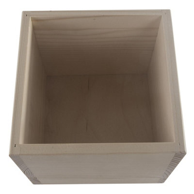 Woodeedoo Tall Cube Square Pine Craft Storage Container Open Lidless ...