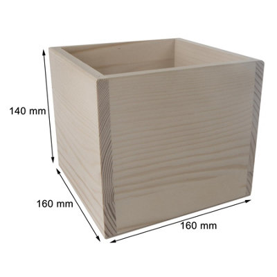 Woodeedoo Tall Cube Square Pine Craft Storage Container Open Lidless ...