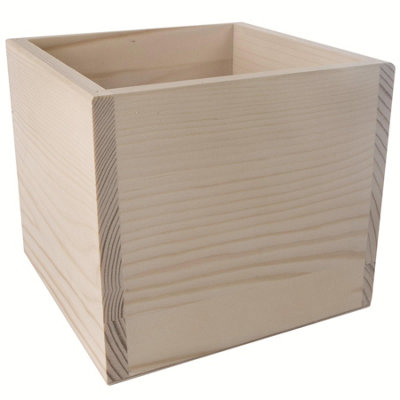 WOODEEDOO TALL CUBE SQUARE PINE CRAFT STORAGE CONTAINER OPEN LIDLESS ...