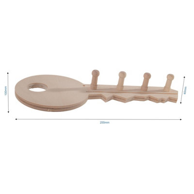 Woodeedoo Wall Mounted Wooden Key Hooks Key Shaped Key Holder Entryway ...