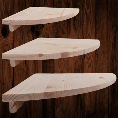 Woodeedoo Wooden Corner Shelf Set of 3 Floating Rustic Wall Display ...