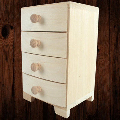 Woodeedoo Wooden Desktop Mini Chest of Drawers 4 Drawer Storage Unit ...