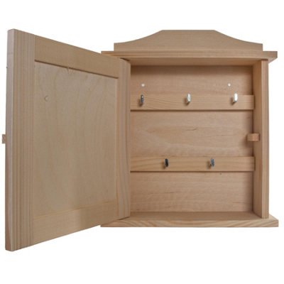 Woodeedoo Wooden Key Box Cabinet with 5 Hooks Wall Mounted Indoor Key ...