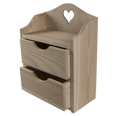 Woodeedoo Wooden Mini Chest of Drawers with Heart Cut-Outs Jewellery ...