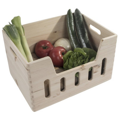 Woodeedoo Wooden Storage Box Stackable Crate for Kitchen Bedroom ...