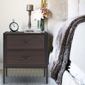 Wooden 2 Drawers Bedside Table Nightstand 44x40x50cm