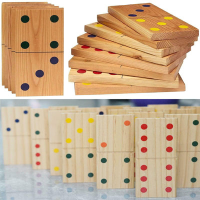 Wooden 28 Pcs Giant Dominoes Set Jumbo Traditional Garden Outdoor