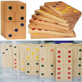 Wooden 28 Pcs Giant Dominoes Set Jumbo Traditional Garden Outdoor Toy Party Game