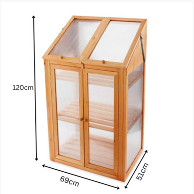 Wooden 3 Tier Mini Greenhouse with Doors