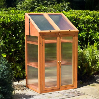 Wooden 3 Tier Mini Greenhouse with Doors - 3