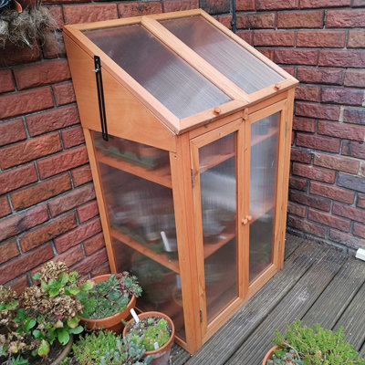 Wooden 3 Tier Mini Greenhouse with Doors - 8