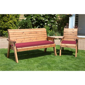 Wooden 4 Seat Angled Companion Set With 1 x Winchester Cushion Burgundy & 1 x Chair Cushion Burgundy