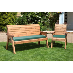 Wooden 4 Seat Angled Companion Set With 1 x Winchester Cushion Green & 1 x Chair Cushion Green