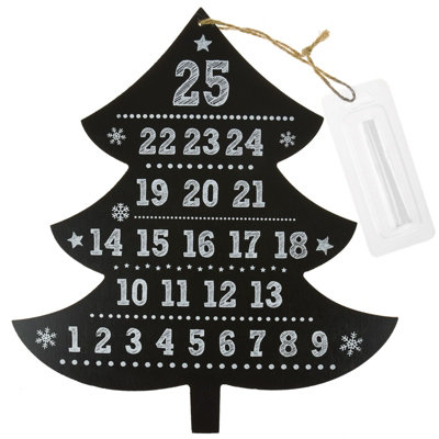 Wooden Advent Calendar with chalk Black (CHRISTMAS TREE SHAPE) Price Comparisons | Compare The Build