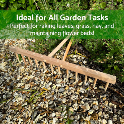 Wooden Agricultural Farming Garden Rake - 12 Teeth, 60 cm Wide, 130 cm ...