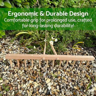 Wooden Agricultural Farming Garden Rake - 12 Teeth, 60 cm Wide, 130 cm ...