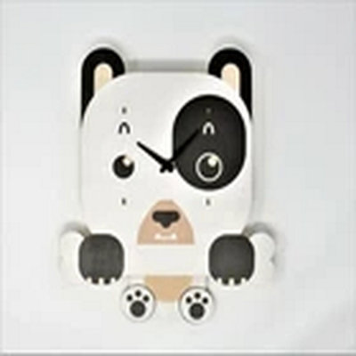 Wooden Animal Hand Crafted Cartoon swinging dog wall clock