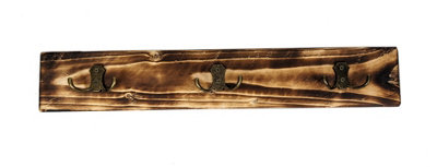 Wooden Antique Style Coat Rack Double Hook Antique - Colour Burnt - Hangers 7 Hooks 130 cm