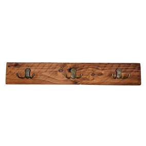 Wooden Antique Style Coat Rack Double Hook Antique - Colour Light Oak - Hangers 5 Hooks 100 cm