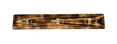 Wooden Antique Style Coat Rack Double Hook Gold - Colour Burnt - Hangers 8  Hooks 150 cm