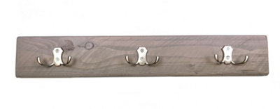 Moderix - Wooden Antique Style Coat Rack Triple Hook Satin - Colour Antique Grey - Hangers 3 Hooks