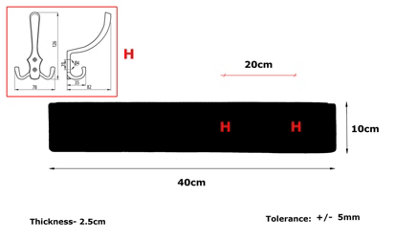 Wooden Antique Style Coat Rack Triple Hook Satin - Colour Walnut - Hangers 2 Hooks 40cm