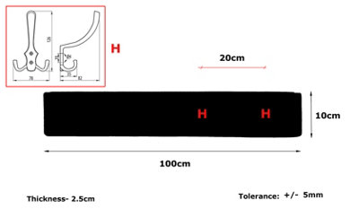 Wooden Antique Style Coat Rack Triple Hook Satin - Colour Walnut - Hangers 5 Hooks 100 cm